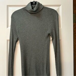 Gray Turtleneck Ribbed Sweater